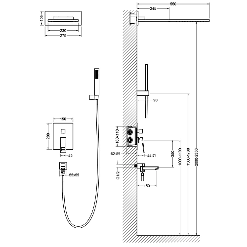 Душевая система Timo Briana SX-7119/03SM встраиваемая черный Душевая система Timo Briana SX-7119/03SM встраиваемая черный