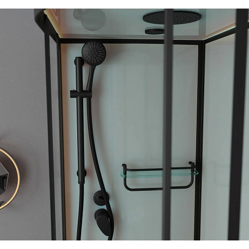 Душевая кабина Frank F412/1L М левосторонняя Black черный профиль матовое стекло 120x80 20066 Душевая кабина Frank F412/1L М левосторонняя Black черный профиль матовое стекло 120x80 20066