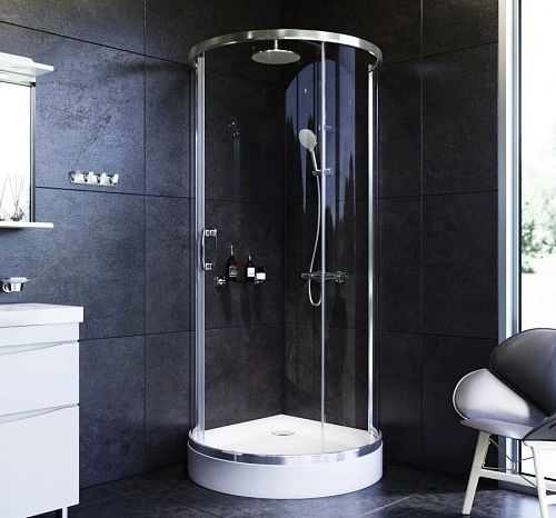 Душевой уголок AM.PM Like W83G-333-095CT Round 95x95, стекло прозрачное, профиль хром Душевой уголок AM.PM Like W83G-333-095CT Round 95x95, стекло прозрачное, профиль хром