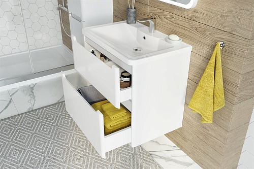 Тумба с раковиной STWORKI Монтре 70 белая 432018 Тумба с раковиной STWORKI Монтре 70 белая 432018