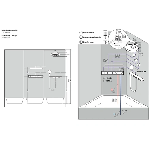 Верхний душ hansgrohe Rainfinity 360 3jet с настенным разъемом 26234000 Верхний душ hansgrohe Rainfinity 360 3jet с настенным разъемом 26234000