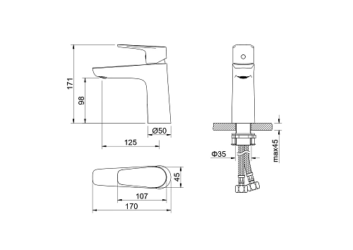 Смеситель для раковины Aquatek Бетта AQ1110BGM черный хром шлифованный Смеситель для раковины Aquatek Бетта AQ1110BGM черный хром шлифованный
