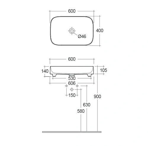 Раковина Kludi RESA S 58CW4043 Раковина Kludi RESA S 58CW4043