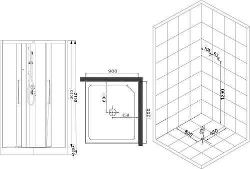 Душевая кабина Esbano MUSE (ESKM129CKRR) ESM-129CKR Right 120x90x215 Душевая кабина Esbano MUSE (ESKM129CKRR) ESM-129CKR Right 120x90x215