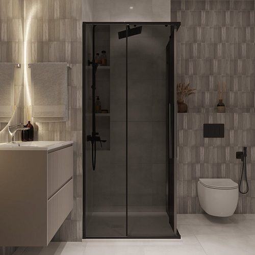 Душевой уголок Niagara Nova NG-2823-34BLACK (90x90x195) квадратная, раздвижная, черный матовый, стекл тонированное Душевой уголок Niagara Nova NG-2823-34BLACK (90x90x195) квадратная, раздвижная, черный матовый, стекл тонированное