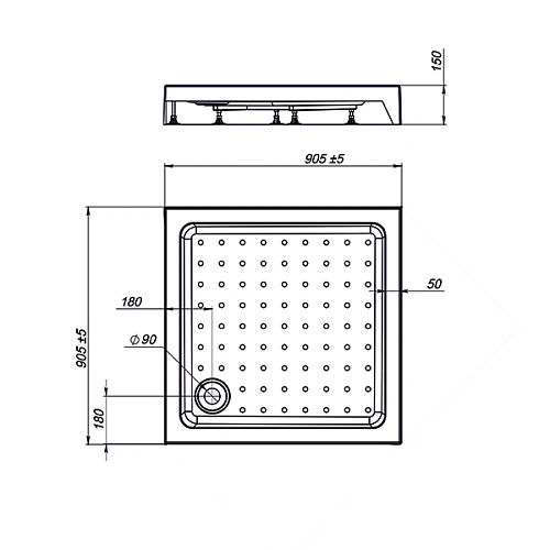 Душевой поддон Vincea VST-3AS-9090, 900x900x150 Душевой поддон Vincea VST-3AS-9090, 900x900x150