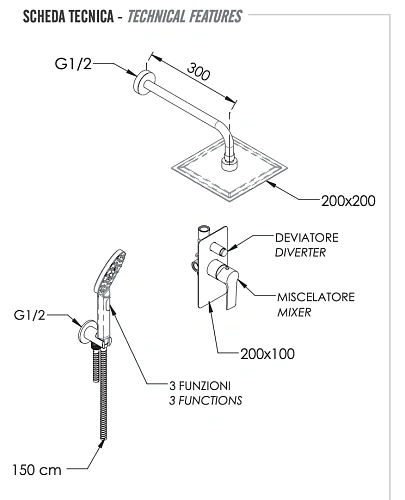 Душевая система Remer Energy EY09LS02UFS20 Душевая система Remer Energy EY09LS02UFS20