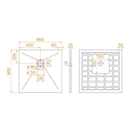 Душевой поддон RGW STONE TRAY-W 800x800 квадрат 14152088-01-11 Душевой поддон RGW STONE TRAY-W 800x800 квадрат 14152088-01-11