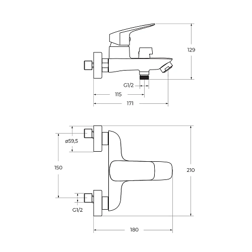 Смеситель для ванны BelBagno DUE-VASM-CRM хром Смеситель для ванны BelBagno DUE-VASM-CRM хром