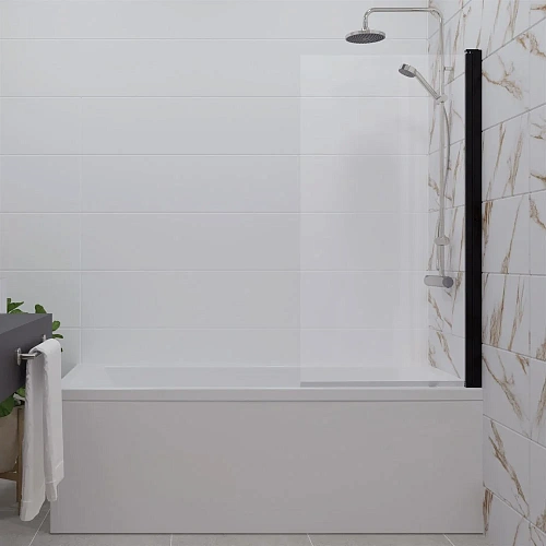 Шторка на ванну DIWO Анапа распашная 75х140, профиль черный матовый 569212 Шторка на ванну DIWO Анапа распашная 75х140, профиль черный матовый 569212