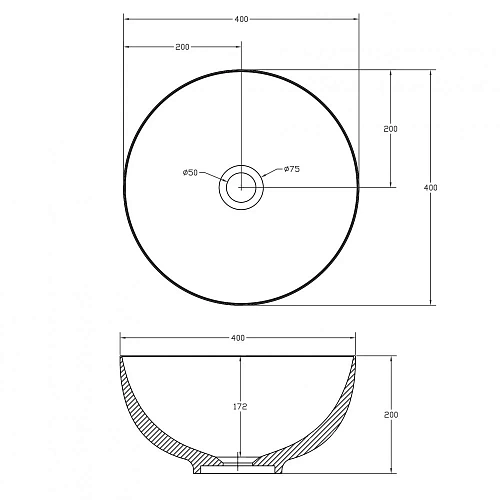 Раковина ABBER Stein AS2617 накладная, белая матовая Раковина ABBER Stein AS2617 накладная, белая матовая