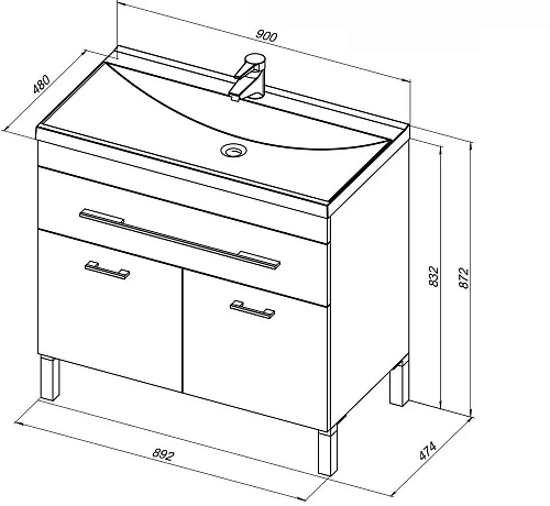 Тумба под раковину Aquanet Верона 90 белый (напольная 1 ящик 2 дверцы) 00182708 Тумба под раковину Aquanet Верона 90 белый (напольная 1 ящик 2 дверцы) 00182708