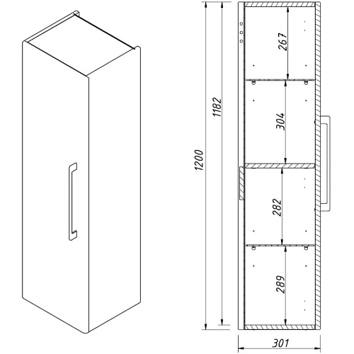 Шкаф-пенал Caprigo ACCORD 35 L подвесной 2253L-TP811 Шкаф-пенал Caprigo ACCORD 35 L подвесной 2253L-TP811