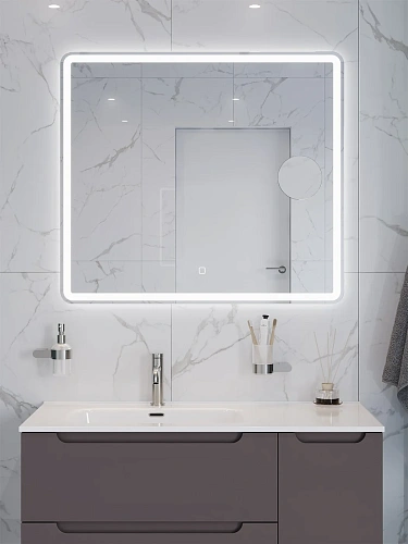 Зеркало BelBagno SPC-MAR-900-800-LED-TCH-LNZ с подсветкой и встроенной линзой 3-х кратного увеличения Зеркало BelBagno SPC-MAR-900-800-LED-TCH-LNZ с подсветкой и встроенной линзой 3-х кратного увеличения