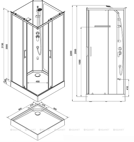 Душевая кабина Aquanet Passion S 3.0 90x90 00348330 прозрачное стекло, поддон низкий, двери раздвижные Душевая кабина Aquanet Passion S 3.0 90x90 00348330 прозрачное стекло, поддон низкий, двери раздвижные