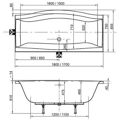 Акриловая ванна Ravak Magnolia 180x75 C601000000 Акриловая ванна Ravak Magnolia 180x75 C601000000