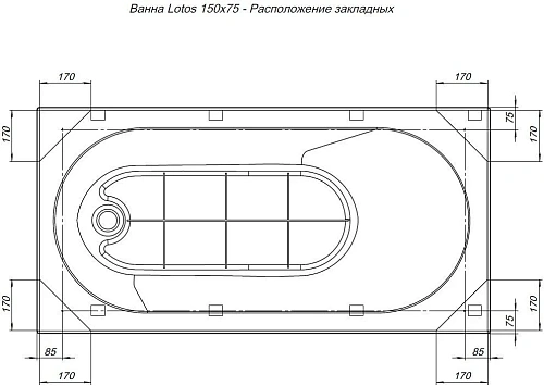 Акриловая ванна Aquanet Lotos 150x75 с каркасом 00336532 Акриловая ванна Aquanet Lotos 150x75 с каркасом 00336532
