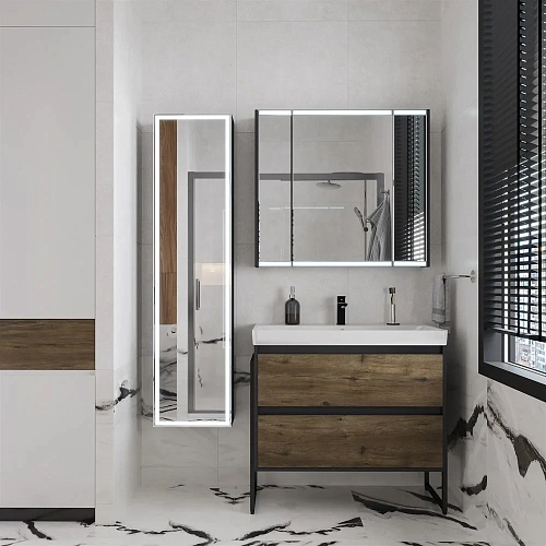 Шкаф-пенал STWORKI Кронборг МВК077 40, с подсветкой, черный 541673 Шкаф-пенал STWORKI Кронборг МВК077 40, с подсветкой, черный 541673