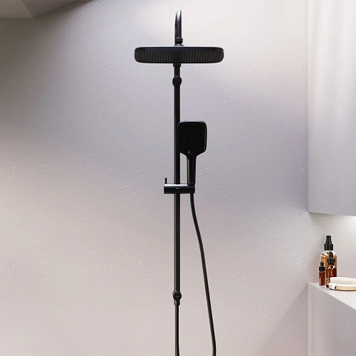 Душевая система Damixa Gala 953000300 верхний душ 300x210 мм, штанга 1050-1450, черный Душевая система Damixa Gala 953000300 верхний душ 300x210 мм, штанга 1050-1450, черный