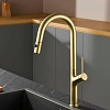 Смеситель для кухни AQUAme Cucina AQM9905BG с выдвижным изливом, с подключением к фильтру с питьевой водой, золото шлифованное Смеситель для кухни AQUAme Cucina AQM9905BG с выдвижным изливом, с подключением к фильтру с питьевой водой, золото шлифованное