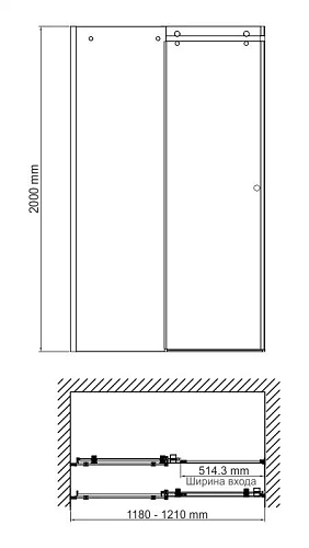 Душевая дверь WasserKRAFT Vils 56R05 хром Душевая дверь WasserKRAFT Vils 56R05 хром