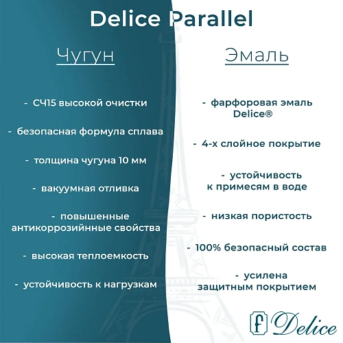 Ванна чугунная Delice Parallel 1700х800 без ручек с антискользящим покрытием DLR220502-AS Ванна чугунная Delice Parallel 1700х800 без ручек с антискользящим покрытием DLR220502-AS