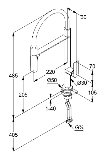 Смеситель для кухни Kludi QORD 568590575 хром Смеситель для кухни Kludi QORD 568590575 хром