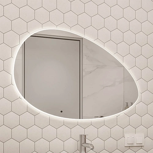 Зеркало STWORKI Скаген 92 с подсветкой, белое, инфракрасное управление, овальное 551011 Зеркало STWORKI Скаген 92 с подсветкой, белое, инфракрасное управление, овальное 551011