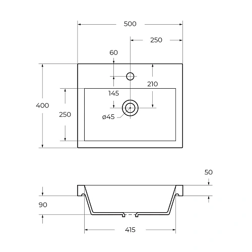 Раковина BelBagno BB-500-PM-LVB 500x400 Раковина BelBagno BB-500-PM-LVB 500x400