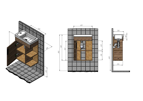 Тумба под раковину BRIZ Чикаго 45 см 241 03-18045-06 00 БТН, бетон Тумба под раковину BRIZ Чикаго 45 см 241 03-18045-06 00 БТН, бетон