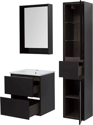 Тумба под раковину Aquanet Милан 60 черный глянец 00269306 Тумба под раковину Aquanet Милан 60 черный глянец 00269306