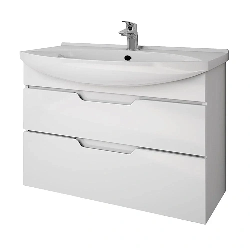 Тумба под раковину DREJA LAGUNA PLUS, 105 см, подвесная/напольная, 2 ящика, с опорами, белый глянец 99.0108 Тумба под раковину DREJA LAGUNA PLUS, 105 см, подвесная/напольная, 2 ящика, с опорами, белый глянец 99.0108