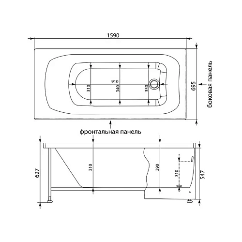 Акриловая ванна Aquanet Roma 160x70 00204027 Акриловая ванна Aquanet Roma 160x70 00204027