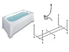 Акриловая ванна Timo INKA1570 150x70x58 с каркасом, слив-переливом и фронтальной панелью+торцевая панель