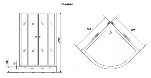 Душевой уголок Niagara NG-007-14BLACK (900х900х1950) стекло мозайка 0071452B Душевой уголок Niagara NG-007-14BLACK (900х900х1950) стекло мозайка 0071452B