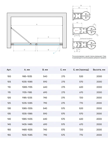 Душевая дверь Vegas-glass EP-F-1 NOVO h2000 110 11 10 R 1100 мм, профиль оружейная сталь, стекло сатин Душевая дверь Vegas-glass EP-F-1 NOVO h2000 110 11 10 R 1100 мм, профиль оружейная сталь, стекло сатин