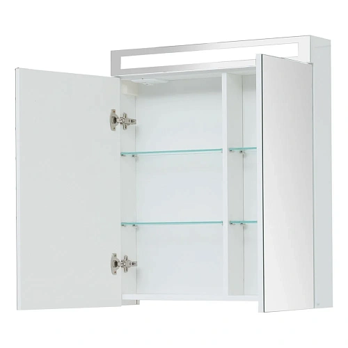 Зеркальный шкаф DREJA MAX, 70 см, 2 дверцы, 4 стеклянные полки, белый глянец 77.9007W Зеркальный шкаф DREJA MAX, 70 см, 2 дверцы, 4 стеклянные полки, белый глянец 77.9007W