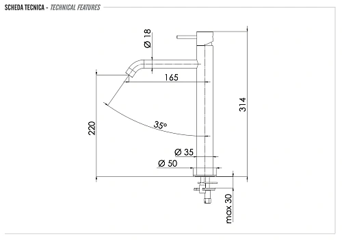 Смеситель для раковины Remer X Style INOX SSX12LXL, нержавеющая сталь Смеситель для раковины Remer X Style INOX SSX12LXL, нержавеющая сталь