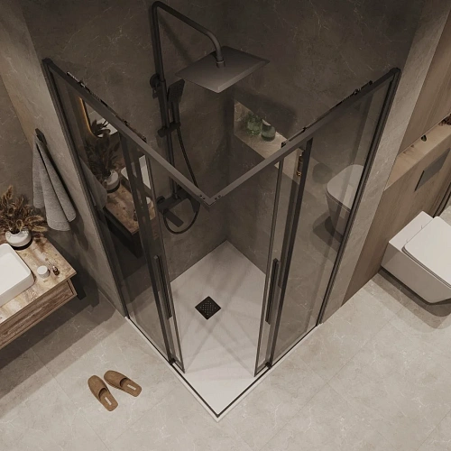 Душевая дверь GROSSMAN Galaxy 1/2.K33.01.12.21.10 (120x195) черный матовый, стекло тонированное Душевая дверь GROSSMAN Galaxy 1/2.K33.01.12.21.10 (120x195) черный матовый, стекло тонированное