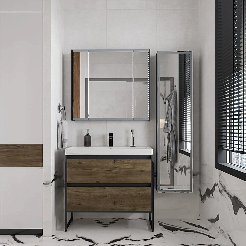 Шкаф-пенал STWORKI Кронборг МВК077 40, с подсветкой, черный 541673 Шкаф-пенал STWORKI Кронборг МВК077 40, с подсветкой, черный 541673