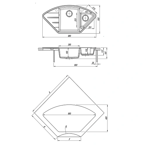 Кухонная мойка Lemark IRKANA 980 врезная угловая из кварцгранита, с крылом, Жасмин 9910046 Кухонная мойка Lemark IRKANA 980 врезная угловая из кварцгранита, с крылом, Жасмин 9910046