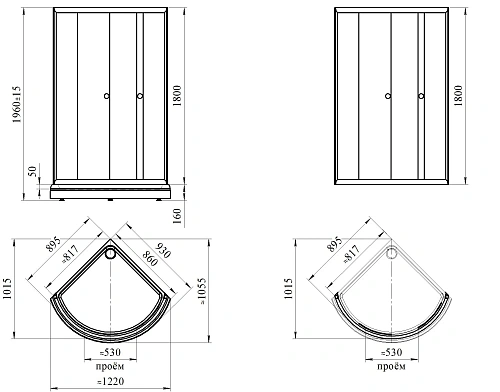 Душевой уголок Radomir Найт 90 1-03-1-0-0-0011 радиальный, стекло матовое, поддон с каркасом и сифоном, профиль белый Душевой уголок Radomir Найт 90 1-03-1-0-0-0011 радиальный, стекло матовое, поддон с каркасом и сифоном, профиль белый