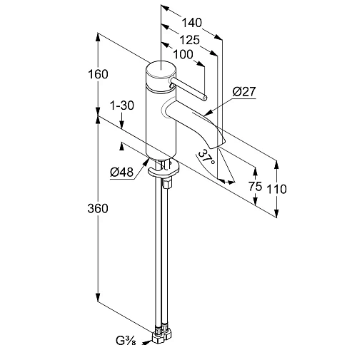 Смеситель для раковины Kludi BOZZ 383890576WR4 хром Смеситель для раковины Kludi BOZZ 383890576WR4 хром