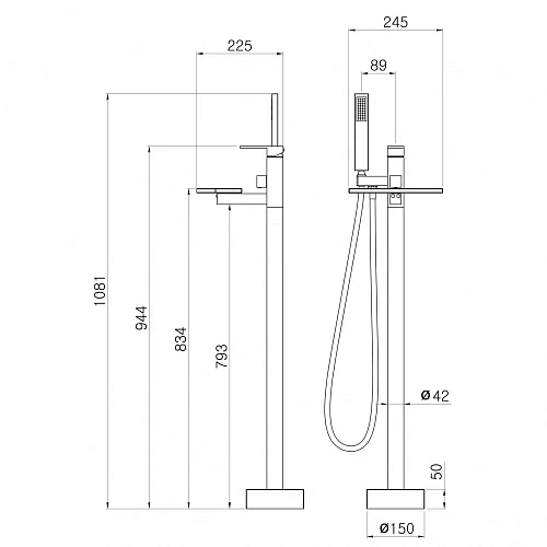 Смеситель для ванны Swedbe Spira 4008 напольный Смеситель для ванны Swedbe Spira 4008 напольный
