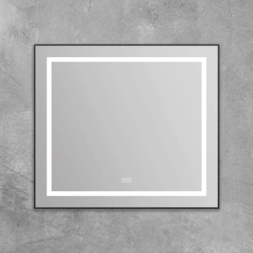 Зеркало BelBagno SPC-KRAFT-885-785-TCH-WARM-NERO 885x32x785 мм с подсветкой сенсорным выключателем и подогревом Зеркало BelBagno SPC-KRAFT-885-785-TCH-WARM-NERO 885x32x785 мм с подсветкой сенсорным выключателем и подогревом