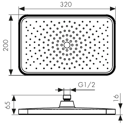 Верхний душ Kaiser 320х200х16мм шлифованное золото SH-322 Верхний душ Kaiser 320х200х16мм шлифованное золото SH-322