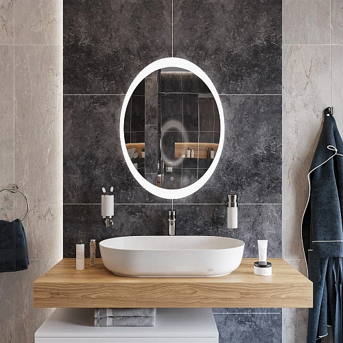 Зеркало DIWO Ярославль 57 с подсветкой, овальное, сенсорный выключатель, в современном стиле 543688 Зеркало DIWO Ярославль 57 с подсветкой, овальное, сенсорный выключатель, в современном стиле 543688