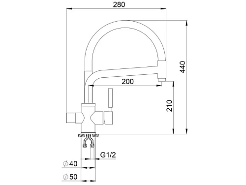 Смеситель для кухни Granula 0075, ХРОМ Смеситель для кухни Granula 0075, ХРОМ