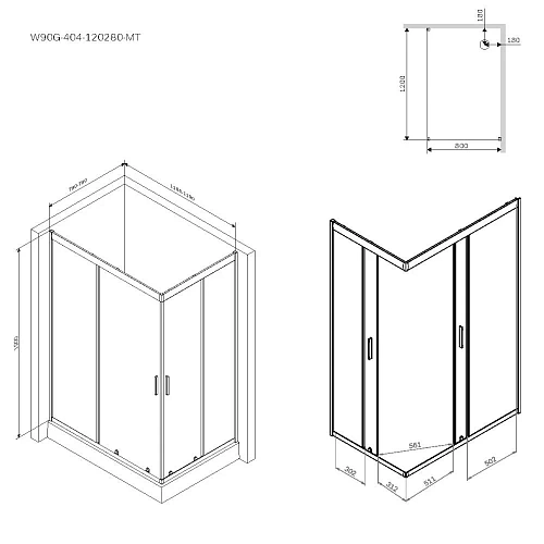 Душевой уголок AM.PM Gem W90G-404-120280-MT Twin Slide 120x80, профиль хром матовый, стекло прозрачное Душевой уголок AM.PM Gem W90G-404-120280-MT Twin Slide 120x80, профиль хром матовый, стекло прозрачное