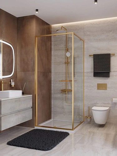 Душевой уголок CEZARES LUX-A-FS-1-90-C-BORO 90x90 см, профиль брашированное золото, стекло прозрачное Душевой уголок CEZARES LUX-A-FS-1-90-C-BORO 90x90 см, профиль брашированное золото, стекло прозрачное